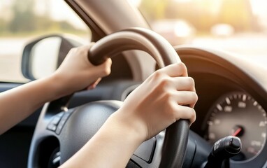 Car drivers keep their hands on the wheel, road trips, highway driving 