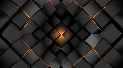 Black Background with Square Golden Geometric Lines - A Dark, Luxury, and Elegant Design