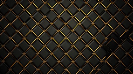 Fototapeta premium Black Background with Golden Net Lines and Squares - A Dark, Elegant, and Luxury Design