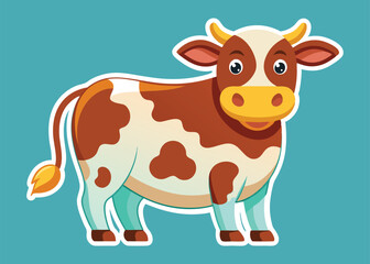 An adorable Hereford cow with a round face and distinctive coloring, radiating charm.