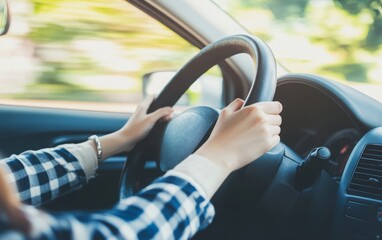Car drivers keep their hands on the wheel, road trips, highway driving 