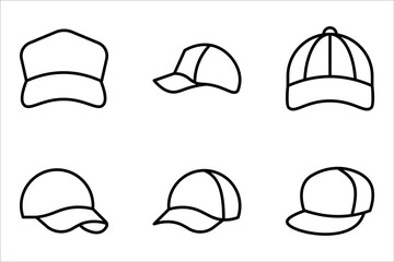 Baseball cap line icon set, clothes and wear, vector illustration on white background
