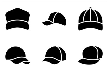 Baseball cap line icon set, clothes and wear, vector illustration on white background
