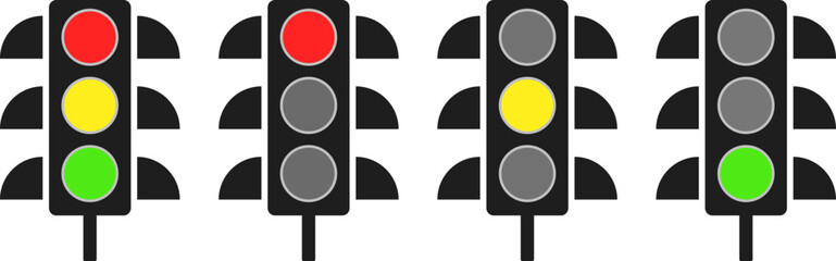Traffic light icon set . signal  with red yellow green sign. Stop Light sign. Traffic control light
