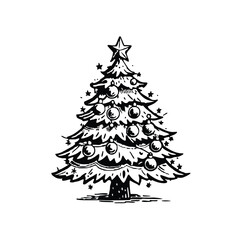 Christmas tree decorated with light vector merry Christmas, isolated on a transparent background. Generative AI