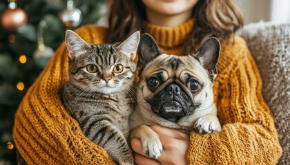 Two furry friends snuggled up. AI.