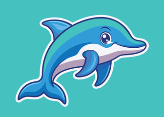 Obraz premium A playful dolphin swimming happily, showcasing its vibrant colors.