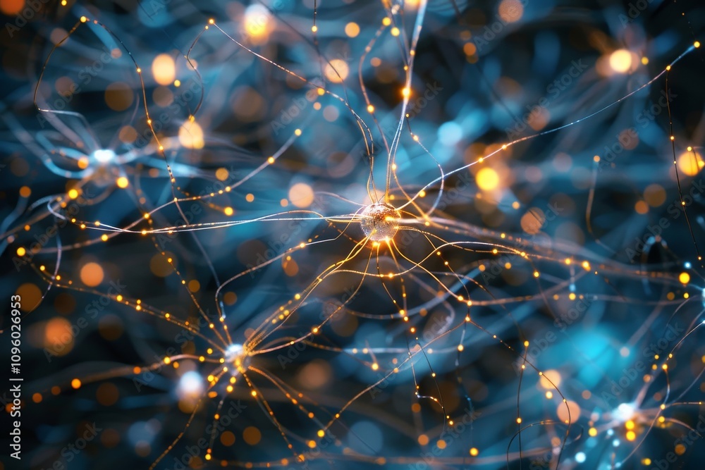 Poster a neural network depicted as a complex, interconnected web, a visual representation of a brain integ