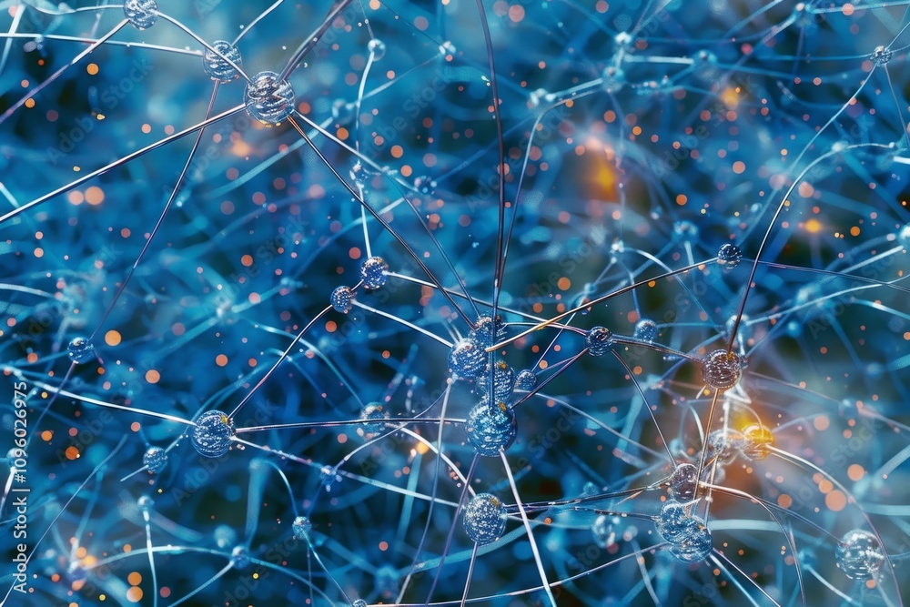 Poster a neural network depicted as a complex, interconnected web, a visual representation of a brain integ