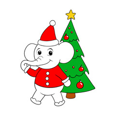Elephant with christmas tree