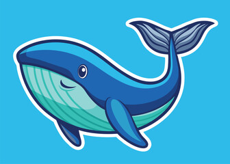 Fototapeta premium A bright whale swimming peacefully, radiating joy and tranquility.