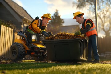 Obraz premium Teamwork in Backyard with Animated Beehive Removal