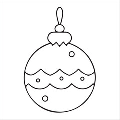 Christmas ball line vector illustration Beautifully decorated on white background