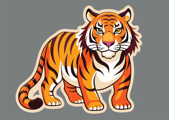 Fototapeta premium A powerful tiger poised proudly, showcasing its strength and beauty.