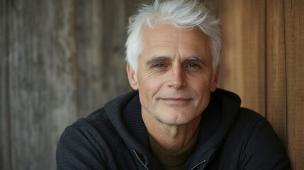 Portrait of a senior man with white hair, exhibiting wisdom and experience. This senior man with white hair radiates warmth and character, set against a gentle backdrop with ample copy space.