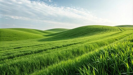 Obraz premium Minimalist composition of abstract green grass waves in a simple and clean design, geometric, clean, green