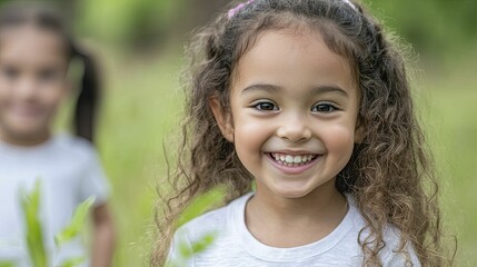 Language immersion program with children engaging through play, cheerful interactions, natural surroundings, bright sunlight, dynamic arrangement.