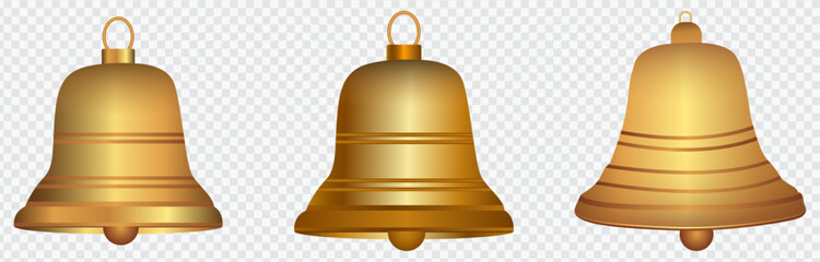 golden bell isolated on white background. Golden Christmas Bells Banner