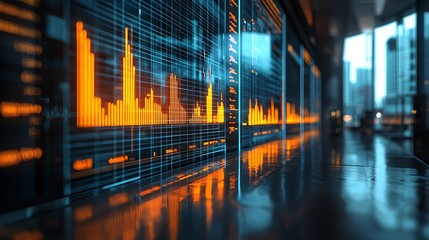 Digital futuristic data analytics display