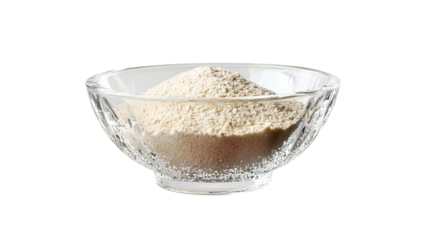 Reflective Bowl of Fine Flour Showcased on a Plain Background with Intricate Design