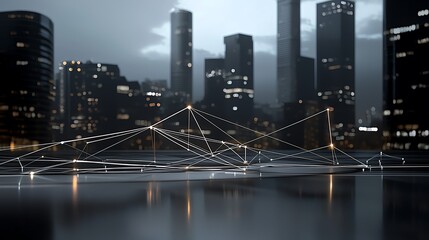 Fototapeta premium Futuristic cityscape with digital connections