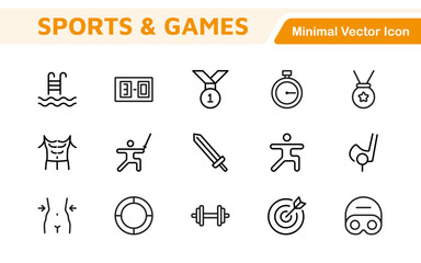 Fototapeta premium Sports Icon Set. A dynamic collection of vibrant icons representing various sports and activities, perfect for enhancing apps, websites, and marketing materials.