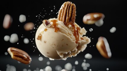 Gourmet Bourbon Vanilla Bean Gelato: Rich Cream Color, Smooth Texture, and Stylish Presentation in Soft Lighting. Culinary Art Photography at Its Finest.