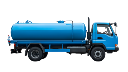 Bright Blue Water Tanker Truck on a White Background for Transportation and Logistics