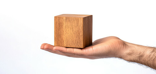 A hand holding a wooden box