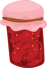 Strawberry jam on white background. Vector illustration.