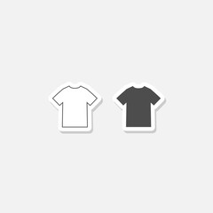 T shirt black and white icon sticker isolated on gray background