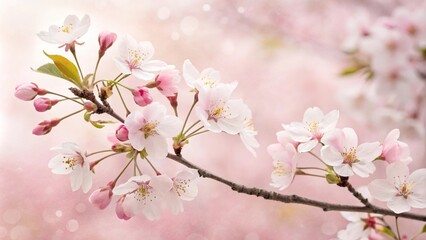 Obraz premium Pastel pink and white watercolor floral pattern, floral design, white petals