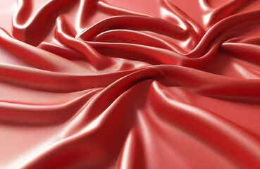 Fototapeta premium Elegant soft red satin fabric.Generative AI