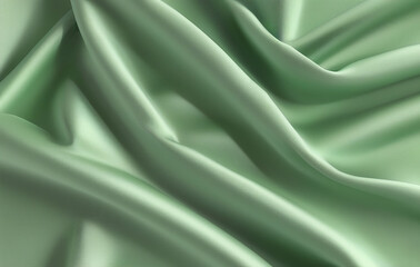 Obraz premium Elegant soft green satin fabric.Generative AI