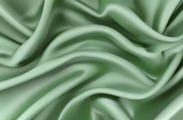 Fototapeta premium Elegant soft green satin fabric.Generative AI