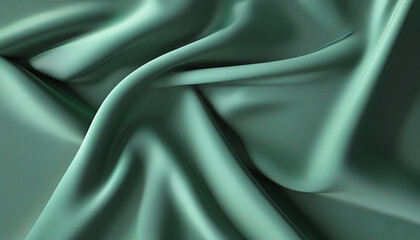 Elegant soft green satin fabric.Generative AI