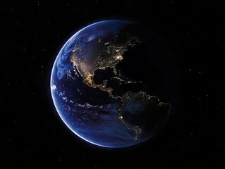 A view of the earth at night from space