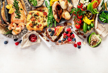 Variety Healthy Food On Table