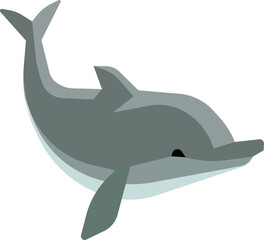 Obraz premium Cute dolphin icon. Gray underwater animal symbol