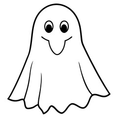 Obraz premium Halloween ghost vector illustration line art transparent background