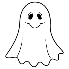Obraz premium Halloween ghost vector illustration line art transparent background