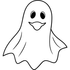 Obraz premium Halloween ghost vector illustration line art transparent background