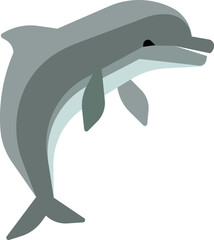 Jumping dolphin. Swimming flipper leap color icon