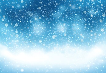 Fototapeta premium Soft Blue Winter Wonderland Background with Falling Snowflakes and Glowing Bokeh Effect for Holiday and Seasonal Design Projects