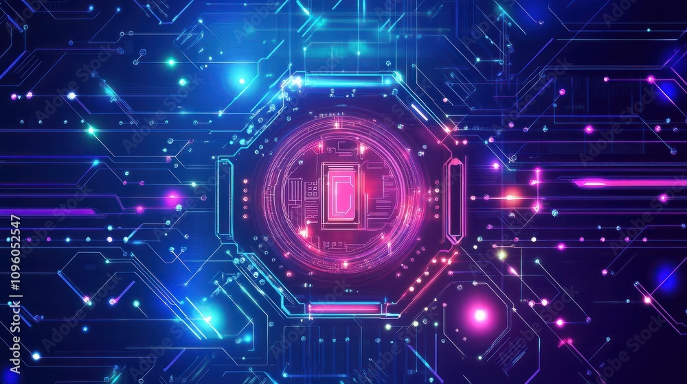 Poster abstract circuit board futuristic technology processing background digital computer cpu binary micro