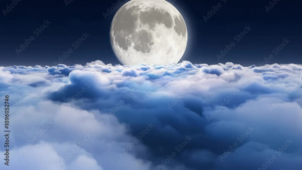 Poster the full moon illuminates the clouds below, casting a soft glow that enhances the peacefulness of th