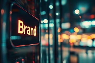 Brand Sign in a City at Night