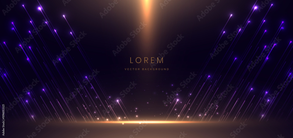 Wall mural abstract glowing diagonal lighting lines on dark background with lighting effect and sparkle with co