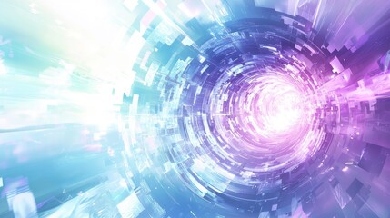 Obraz premium An abstract futuristic background with digital technology elements and a blue, purple, and white color palette for tech design.