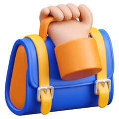 3d render hand holding briefcase